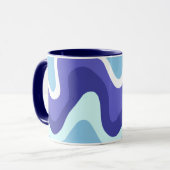 Mug Groovy Rétro Bleu et Violet Ondulé (Devant gauche)