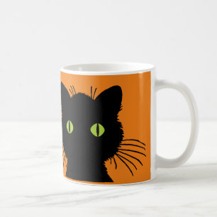 Mug Gros chat noir orné vert Joyeux Halloween design