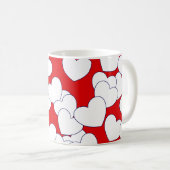 Mug Gros Coeurs D'Amour Blanc Sur Rouge (Devant droit)
