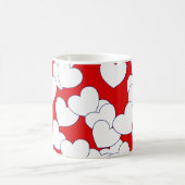 Mug Gros Coeurs D'Amour Blanc Sur Rouge (Centre)