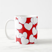 Mug Gros Coeurs D'Amour Blanc Sur Rouge (Gauche)
