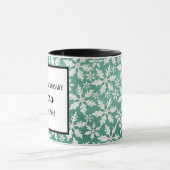 Mug Gros flocons blancs tombant Arrière - plan vert (Centre)