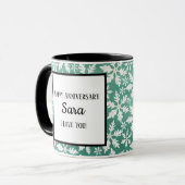 Mug Gros flocons blancs tombant Arrière - plan vert (Devant gauche)