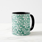 Mug Gros flocons blancs tombant Arrière - plan vert (Devant droit)