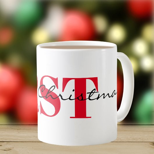 Mug Gros initiales rouges et joyeux Noël 11oz classiqu