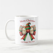 Mug Gros Noël avec arc rustique avec elfes casquette (Gauche)