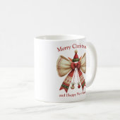 Mug Gros Noël avec arc rustique avec elfes casquette (Devant droit)