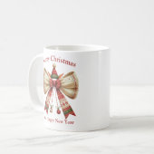 Mug Gros Noël avec arc rustique avec elfes casquette (Devant gauche)