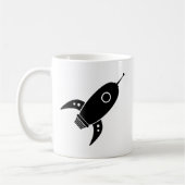 Mug Gros noir de bateau de rétrofusée (Gauche)