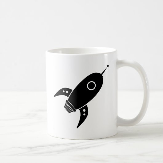 Mug Gros noir de bateau de rétrofusée (Droite)
