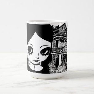 Mug Gros oeil Goth girl Maison hantée Art original