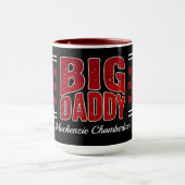 Mug Gros Papa avec dames de jeu rouge foncé et nom sur (Centre)