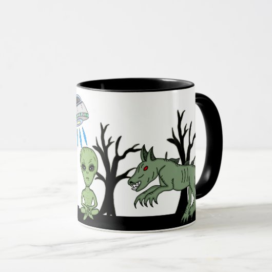 Mug Gros Pied Cryptid, Chupacabra, Alien, OVNI (Devant droit)