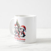 Mug Gros pingouins blanc et rouge Joyeux Noël (Devant gauche)