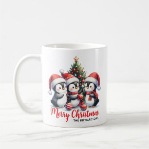 Mug Gros pingouins blanc et rouge Joyeux Noël