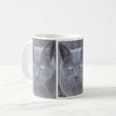 Mug Gros plan du visage de chat gris (Devant gauche)