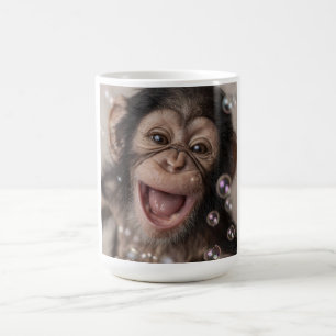 Mug Gros plan extrême de bébé chimpanzé heureux