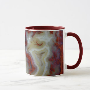 Mug Gros plan sur une dalle d'agate mousse rouge