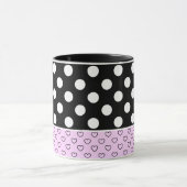 Mug Gros Points Blancs À Café Noir Et Rose Élégants (Centre)