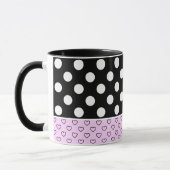 Mug Gros Points Blancs À Café Noir Et Rose Élégants (Gauche)