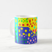 Mug Gros points couleur vive bleu jaune rouge violet (Devant gauche)