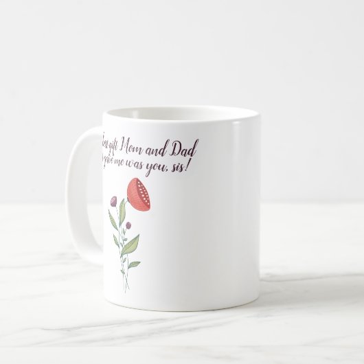 Mug Gros Sis Petite Soeur Douce Citation Fleurs Sauvag (Devant gauche)