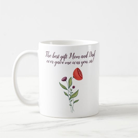 Mug Gros Sis Petite Soeur Douce Citation Fleurs Sauvag (Gauche)