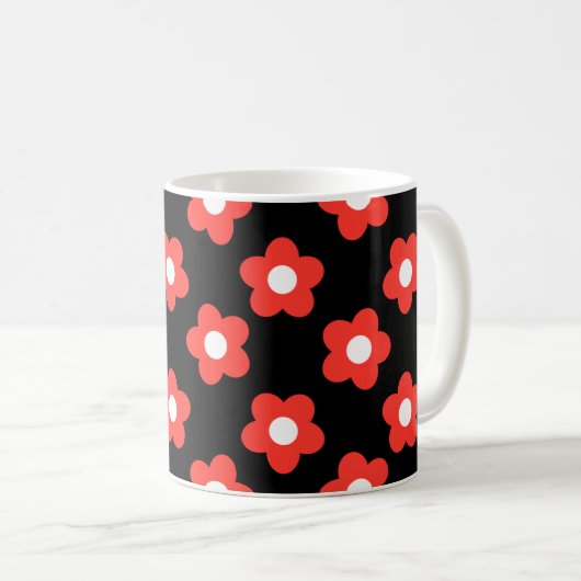 Mug Grosse Fleur Rouge (Devant droit)