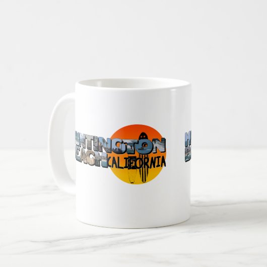Mug Grosse lettre de Huntington Beach California avec  (Devant gauche)