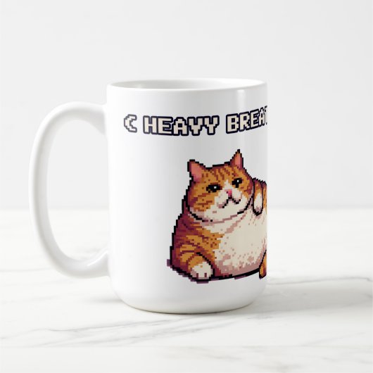 Mug Grosse respiration grasse mème de chat pixel art (Gauche)