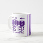 Mug Grosse soeur initiales est. mois année violet (Devant gauche)