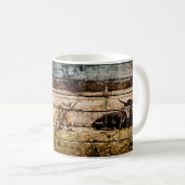Mug Groupe de Longhorns assis en terrain Distressed Wo (Devant droit)