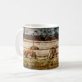 Mug Groupe de Longhorns assis en terrain Distressed Wo (Devant gauche)