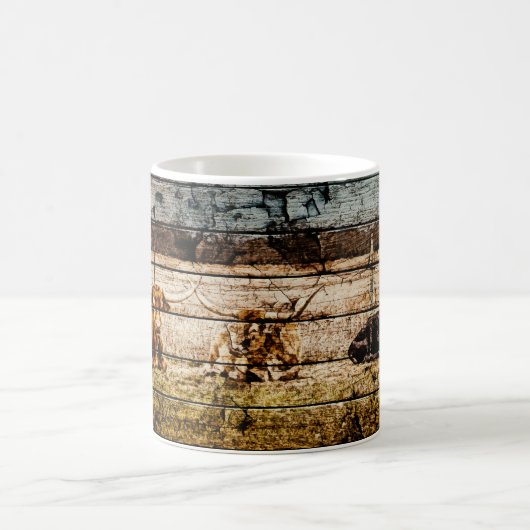 Mug Groupe de Longhorns assis en terrain Distressed Wo (Centre)