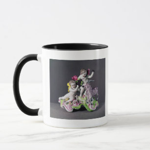 Mug Groupe de Longton Hall, deux putti avec la chèvre