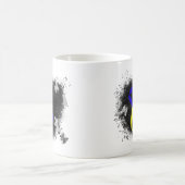 Mug Groupe de ruban de sensibilisation bleu et jaune (Centre)
