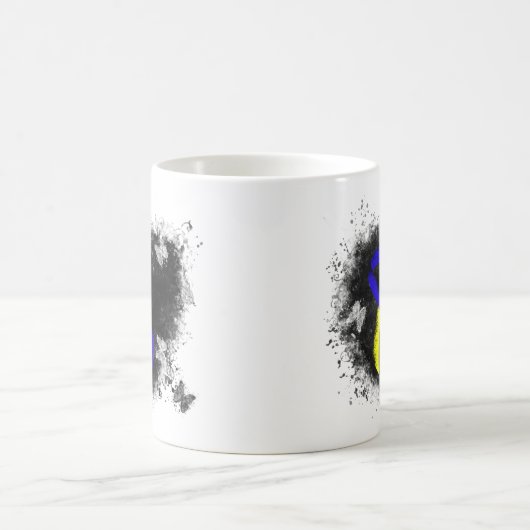 Mug Groupe de ruban de sensibilisation bleu et jaune (Centre)