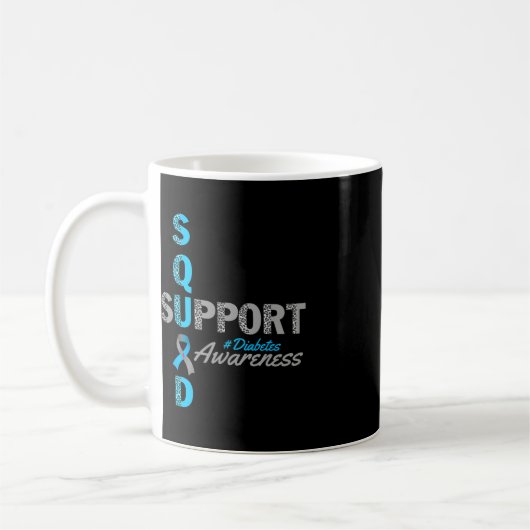 Mug groupe de soutien t1d t2d diabète ruban bleu gris (Gauche)