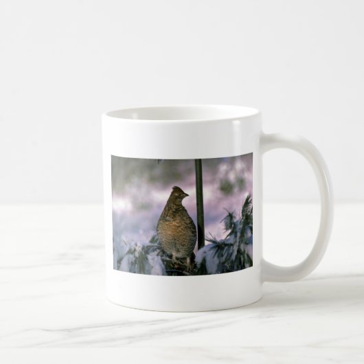 Mug Grouse de Ruffed étée perché dans l'arbre neigeux (Droite)