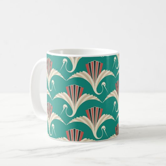 Mug Grue Art Déco - arrière - plan turquoise (Devant gauche)