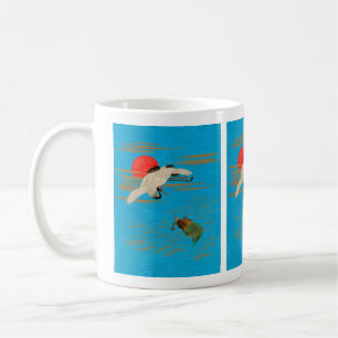 Mug Grue de Sarus survolant la tortue dans la mer