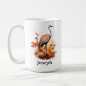 Mug Grue oiseau automne aquarelle faune (Gauche)