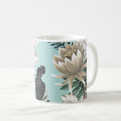 Mug Grue vintage tropicale, perroquet, lotus flowe (Devant droit)