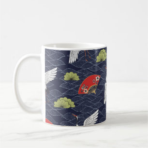 Mug Grues et ventilateurs japonais : Motif Vintage