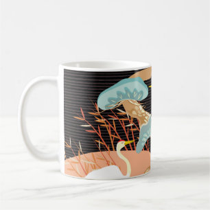 Mug Grues, hérons : motif japonais d'oiseaux.