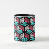 Mug Grues japonaises, corail, turquoise et noir (Centre)