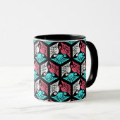 Mug Grues japonaises, corail, turquoise et noir (Devant droit)