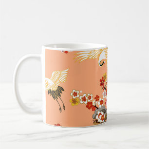 Mug Grues, sakura, colorées, florales, cantaloupe.