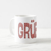 Mug Grüezi avec une superposition de drapeaux suisses. (Devant gauche)