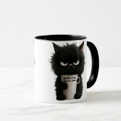 Mug Grumpy Cat Coffee Mood T-Shirt Funny Black Fluffy  (Devant droit)